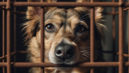 dog in a cage