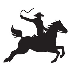 Cowboy Horse Silhouette Wild West Riding with Whip