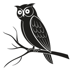 Minimalist Black Owl in Flight Silhouette