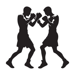 Dynamic Boxing Match Silhouette Illustration Two Boxers Fighting Intensely