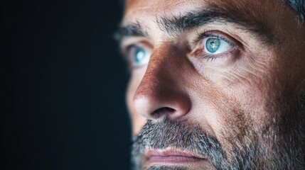 Man's face in thoughtful portrait