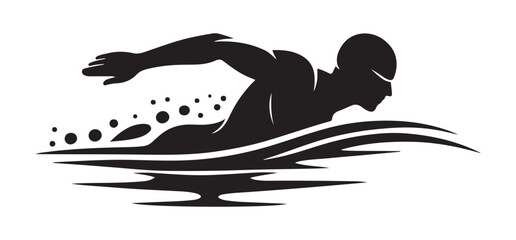 Swimming Silhouette of Athlete Showcasing Butterfly Stroke Technique