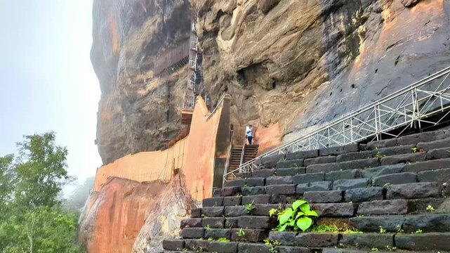 Sigiriya Rock Fortress with Stairway, Sri Lanka