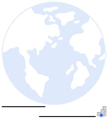 Simplistic depiction of globe with highlighted continents, accompanied by small stacks of coins. Ideal for global economy, wealth distribution, sustainability, finance, investment, savings
