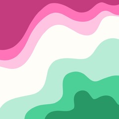 Aesthetic abstract background of bright pink and green waves