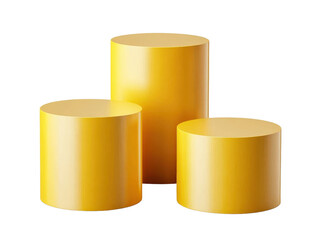 yellow cylindrical pedestal display stand on transparent background