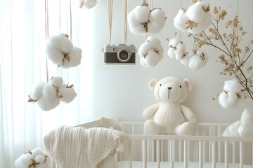 Charming Scandinavian Baby Room: Stylish Newborn Space Filled with Toys and Comfort