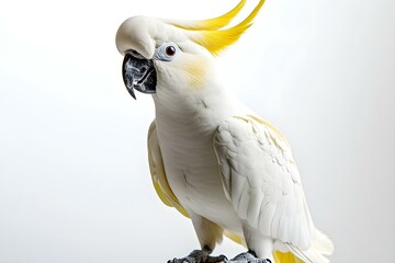 Majestic Sulphur-Crested Cockatoo: Graceful Pose Isolated on Pristine White Background
