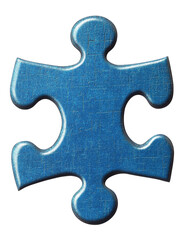 blue jigsaw puzzle piece on transparent background