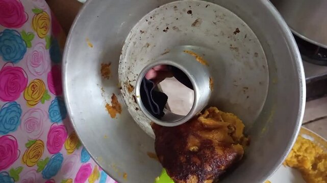 sponge cake in a baking sheet