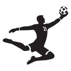 Soccer Goalie Diving Silhouette Catching Ball Vector Illustration Design