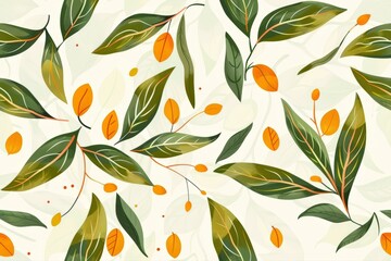 Minimalist Illustration of Bay Leaves and Vegetables Pattern for Elegant Background Design
