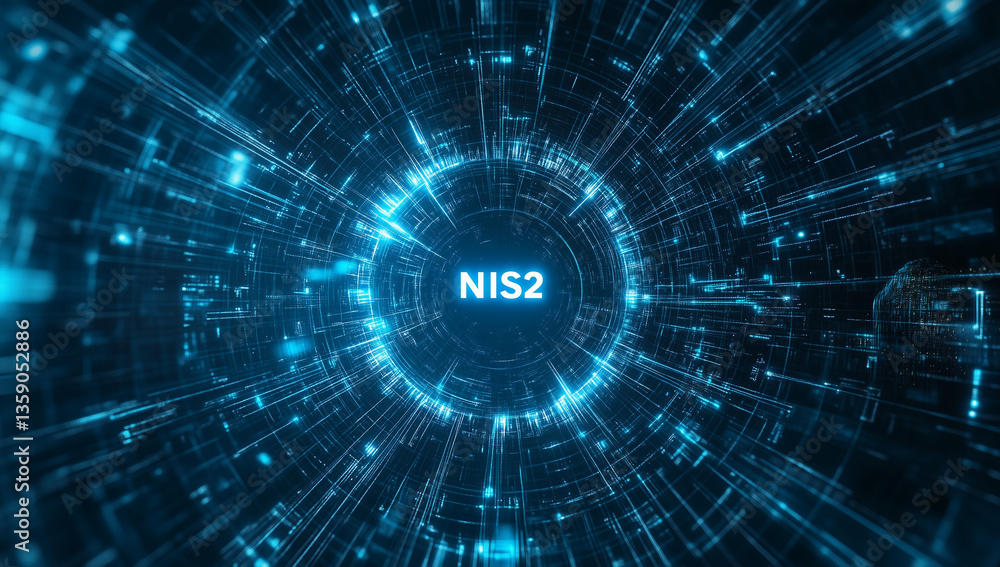 Aufkleber nis2 eu cybersecurity directive concept, nis2 cybersecurity compliance digital data network tunnel v