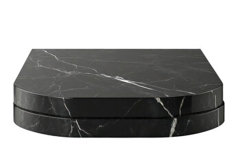 black marble half-round tabletop isolated on white background