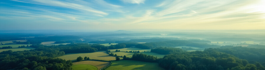 Fototapeta premium serene morning landscape with misty and valleys