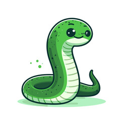 Friendly green snake in coiled position on light background. Perfect for reptile education, fear desensitization, or children's nature content.