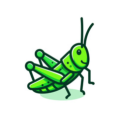 Bright green cartoon grasshopper in playful pose. Perfect for insect educational content, garden-themed children's materials, or agricultural science illustrations.