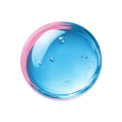 blue gel serum drop with bubbles on transparent background