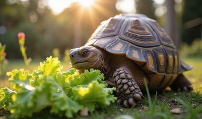Tortoise Being Fed Lettuce