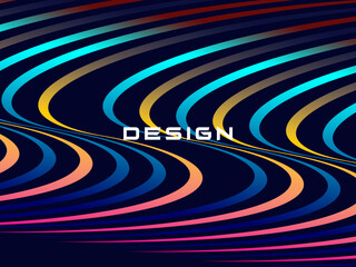 Premium dark blue background design with colorful waving motifs. Vector horizontal template, for digital luxury business banner, contemporary formal invitation, luxury voucher, gift certificate, etc.