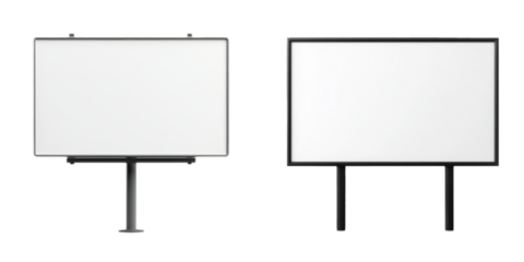 Blank Billboards for Advertising Display in Urban Environment with Clear Background