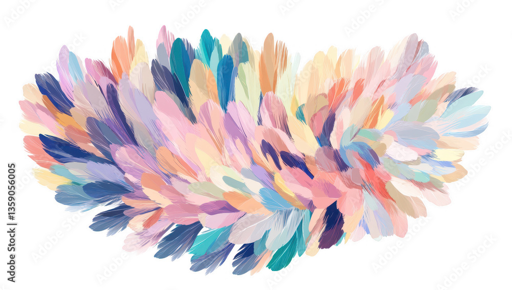 Aufkleber a vibrant abstract design featuring overlapping colorful feather-like shapes creating a sense of mov
