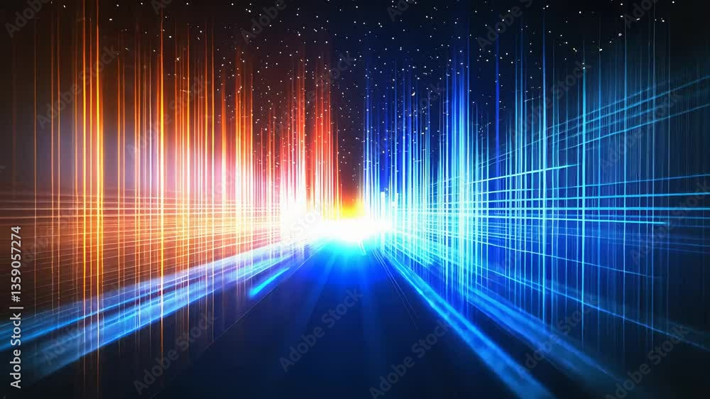 Poster futuristic light beams in space with vibrant colors for sci-fi backgrounds tech visuals and digital 