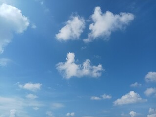 Fluffy White Clouds, Blue Sky