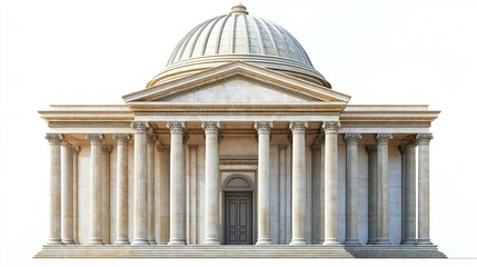 Fototapeta premium Architectural beauty of the Capitol building grand dome and neoclassical columns presented on a white background timeless and majestic 