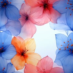Seamless decorative watercolor flowers pattern