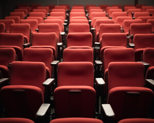 Obraz premium rows of empty red theater seats