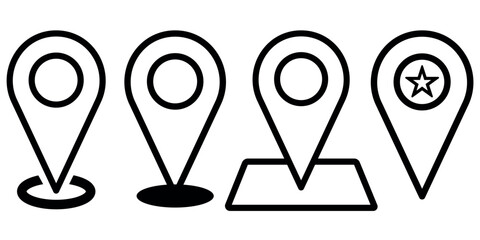 Location icon Set, outline designs. Modern map markers. Search map icon