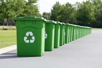 Row of recycling bins outdoors