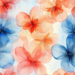 Obraz premium Seamless decorative watercolor flowers pattern