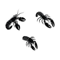 Obraz premium Lobster silhouette set clipart on a white background