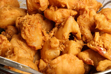 Deep fried mix tempura tasty food chicken prawn fish vegetable
