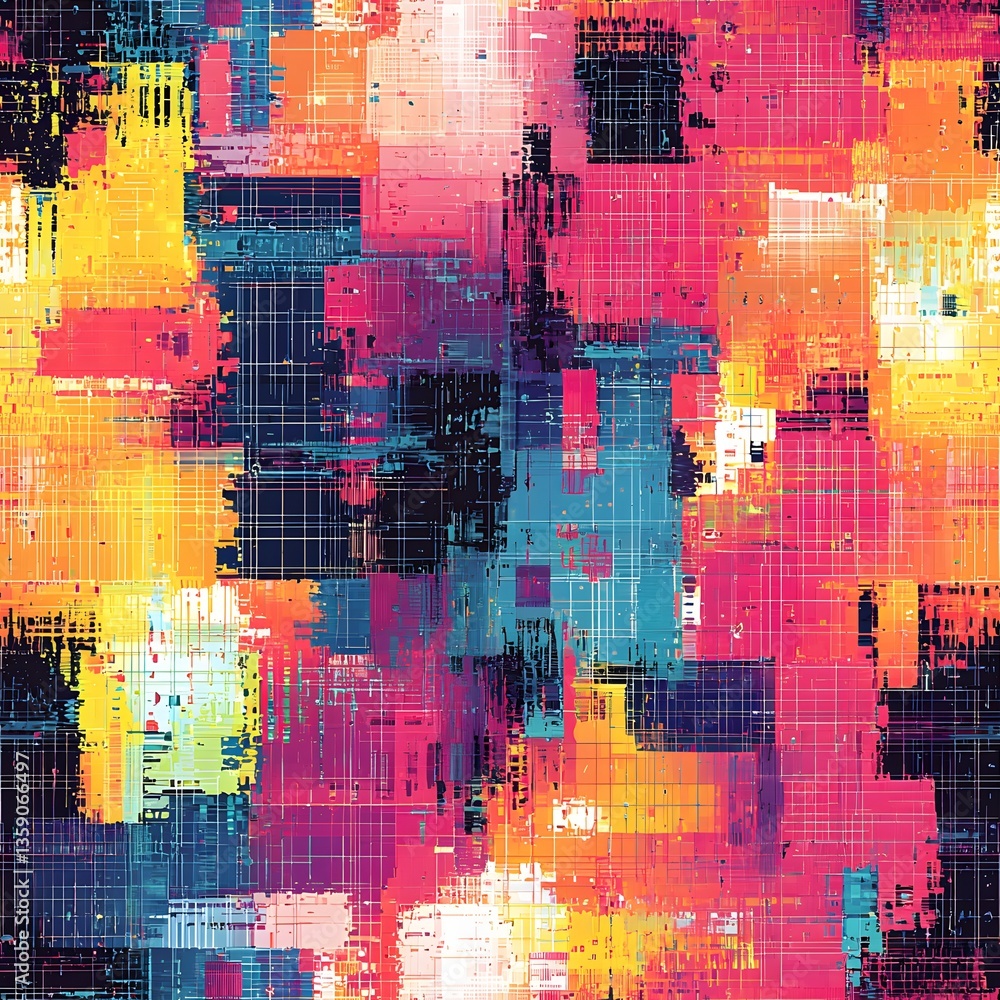 Poster Abstract Colorful Grid Pattern