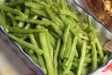 Stair fried sautéed green long bean Asian chinse style