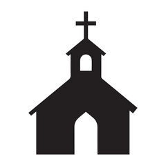 Church house vector silhouette, Christian church icon, Christian church with cross vector, Black. with white background