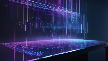 Ethereal Digital Rain Glass Tabletop