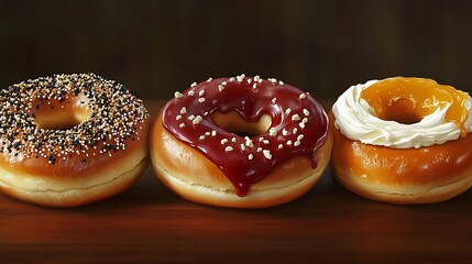 Freshly made bagels with butter cream cheese and jam high resolution picture