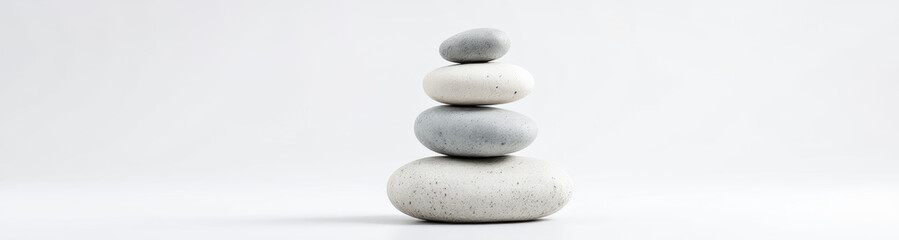 Fototapeta premium stack of four balanced stones representing tranquility and stability