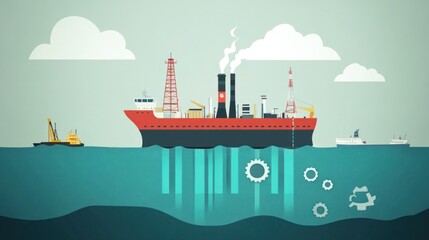 Obraz premium Offshore oil rig illustration