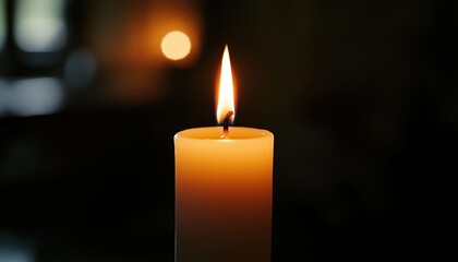 A Single Lit Candle in Dark Surroundings