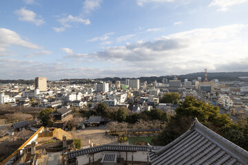 Fototapeta premium ［静岡県掛川市］掛川城 天守閣から眺める掛川市街地