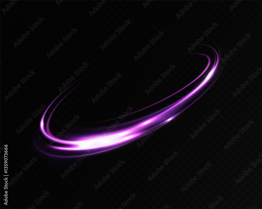 Poster circular light trail. red neon circle of light. red glowing rings of light rotate.