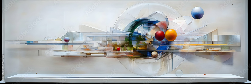 Poster abstract colorful painting with dynamic shapes and lines