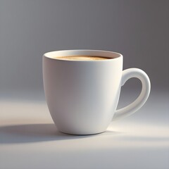 White cup mockup with elegant minimalist design. This image is suitable for branding design presentation, product marketing, advertising, or promotional materials in the beverage and homeware industry