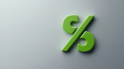 A simple percentage sign with a green plus symbol on a neutral gray background.