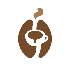 Coffee bean logo template. Isolated coffe bean on white background